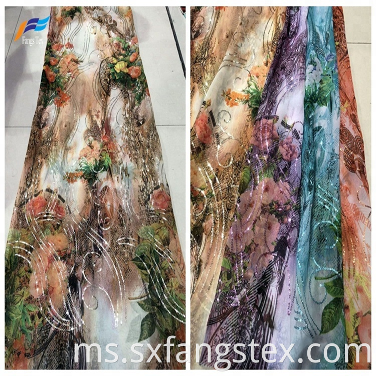 100% Polyester Chiffon Sequins Voile Woven Fabric 2